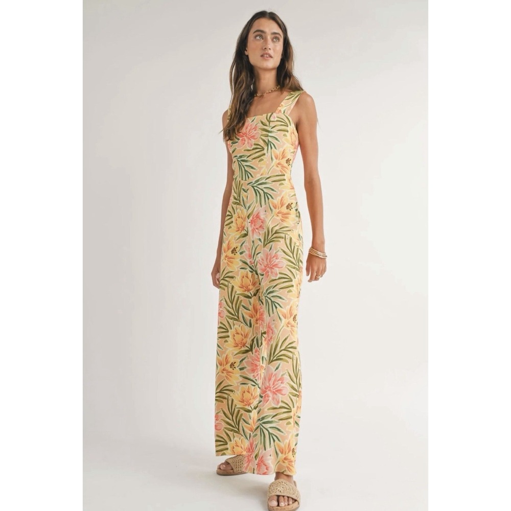 Dolce Scenic View Floral Jumpsuit Medium Sleeveless Wide Leg Resort‎ Casual
